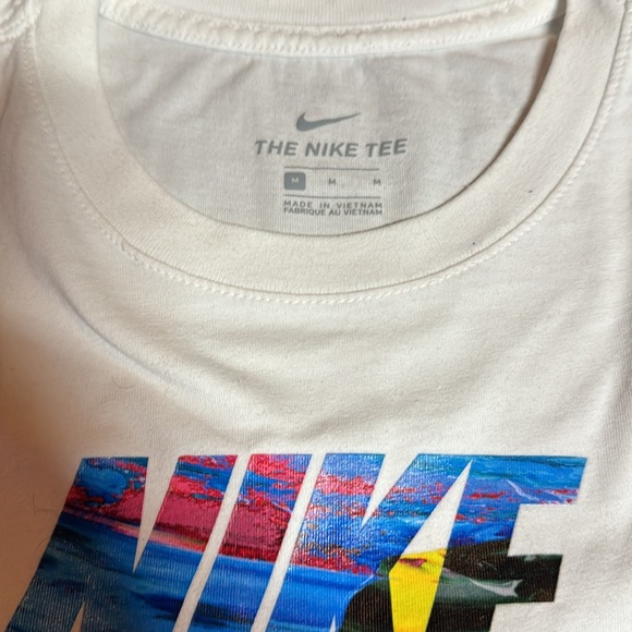 Nike Colourful Swoosh Graphic Tee - White/Blue/Orange - Medium - Picture 2 of 3